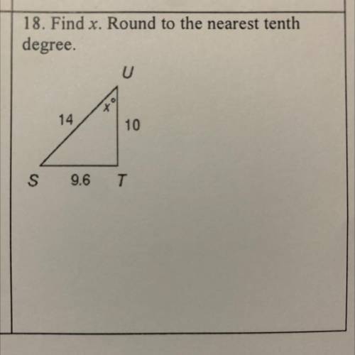 Find x, round to the nearest tenth degree.
