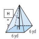 If the volume of the pyramid is 72 yd³, what is the missing length?