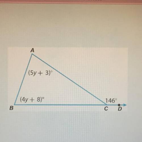 A. Solve for y.
B. What is the measure of the missing angles?