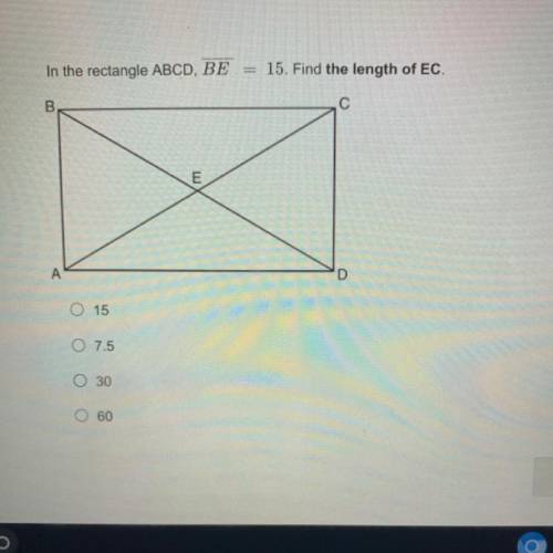 Please help me find the length of EC