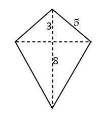 What is the area of the kite?
**hint** you will have to use the Pythagorean Theorem.