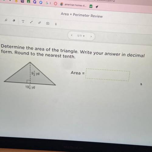 Determine the area of the triangle. Write your answer in decimal

form. Round to the nearest tenth