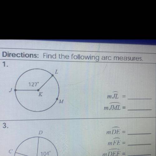 ￼find the following arc measures