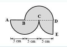 The figures in (a) and (b) below are made up of semicircles and quarter circles; The figure in (c)