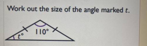Work out the size of the angle marked t