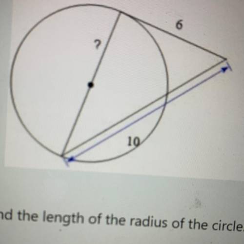 Assume that lines which appear tangent are tangent. Find the length of the radius of the circle.