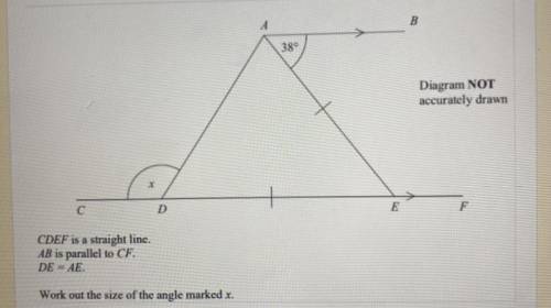 What is the size of the angle marked x !!