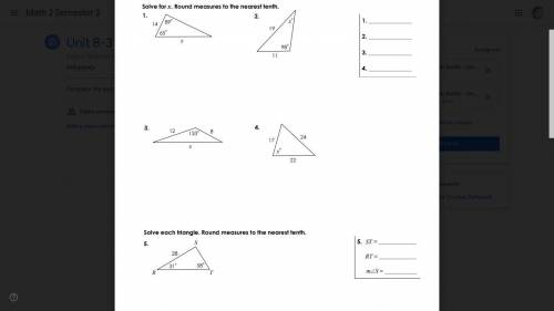 Please help! Unit 8 Right triangle & Trigonometry
8-3 Law of sines and law of cosines