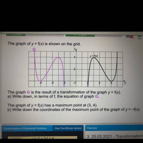 The graph of y = f(x) is shown on the grid.

YA
y = f(x)
The graph G is the result of a transforma