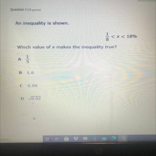 Which value of x makes the inequality true 
I need help plzz
