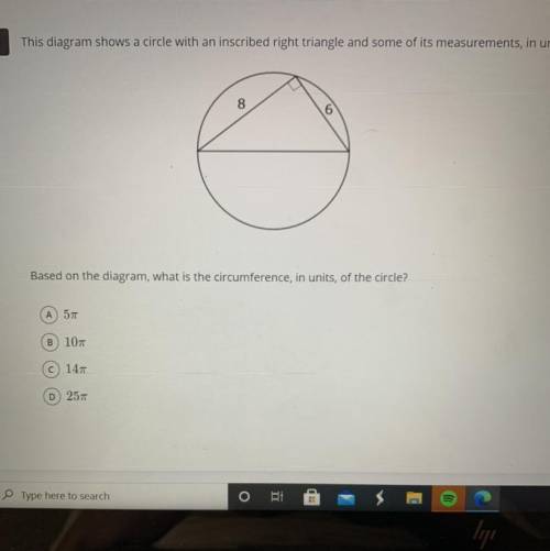 What is the correct answer for the circumference of the circle?