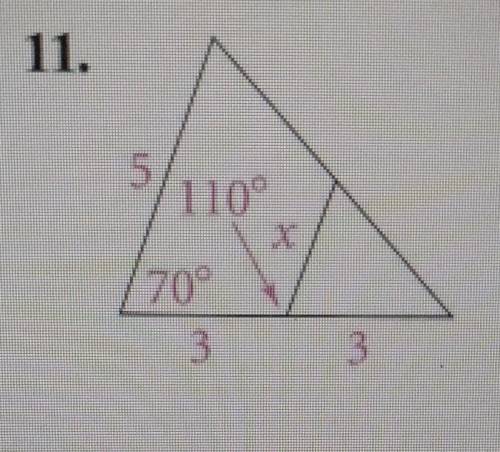 Explain why the triangles are similar. Then find the value of x ​