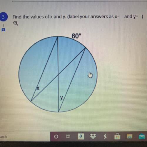Find the value of x and y. This has to do with geometry