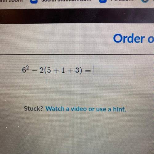 6^2-2(5+1+3)=
I need this answer quick