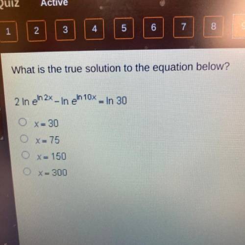 What is the true solution to the equation below?
2 In e h2x - In e