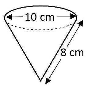 What is the closest to the surface area of the cone?

282.6 cm2
329.7 cm2
204.1 cm2
276.3 cm2