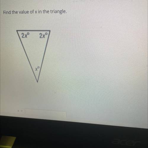 Find the value of x in the triangle?