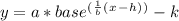 y=a*base^(^\frac{1}{b} ^(^x^-^h^)^)-k