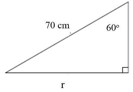 Use the given diagram to find the length of the unknown leg rr. Leave answer in simplified radical