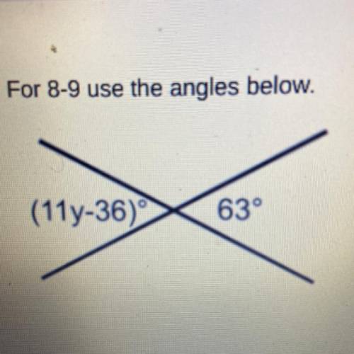 (11y-36)°
63°
Solve for y