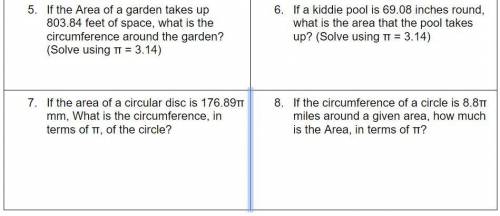 Area and Circumference.