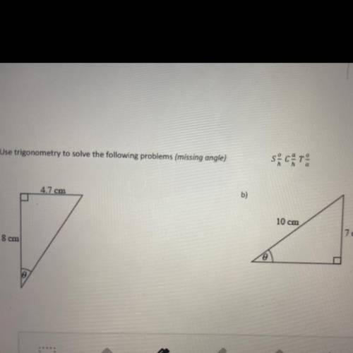 Solve using trignometry, find missing angle