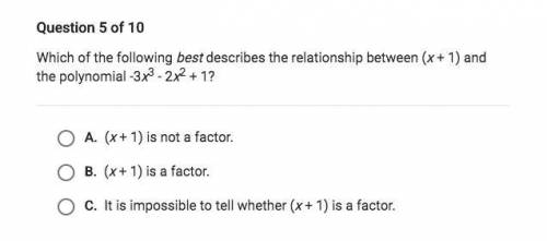 Which of the following best describes the relationship between (x+1) and the polynomial -3x^3-2x^2+