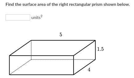 Find the surface area of the right rectangular prism show below.