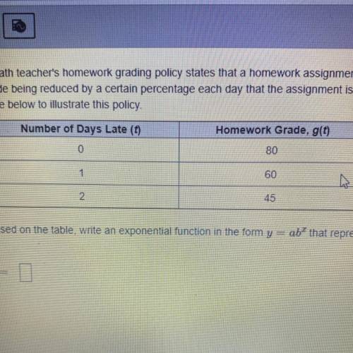 A math teacher's homework grading policy states that a homework assignment turned in late will resu