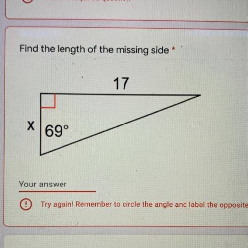 Find the length of the missing side