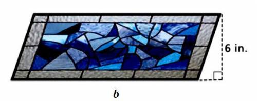 Jason made a parallelogram-shaped stained glass window with an area of 90 in\large ^2. What is the