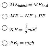 Which formula represents the law of conservation of energy?