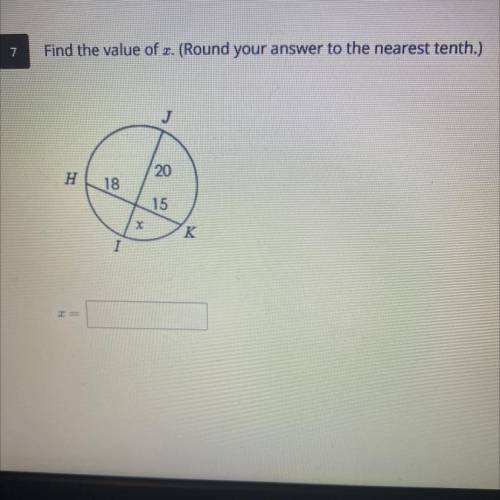 Find the value of x. (Round your answer to the nearest tenth.)