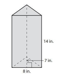 Find the volume of this prism.

A 
29 cubic inches
B 
196 cubic inches
C 
392 cubic inches
D 
784