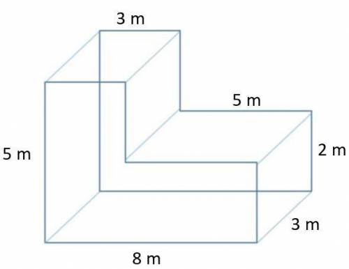 Find the volume of the complex figure below.

 
Break this into two separate rectangles to help you