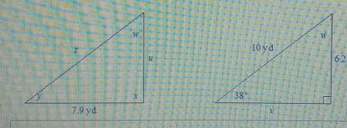 The two triangle-shaped gardens are congruent. Find all of the missing side lengths and angle measu