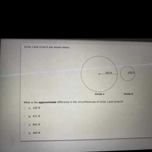 What is the approximate difference in the circumferences of circle j and circle k?