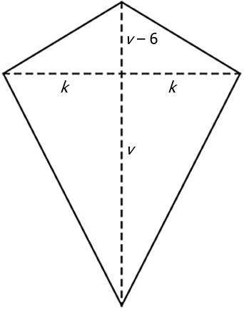 If k = 7 cm and v = 14 cm, what is the area of the figure below?