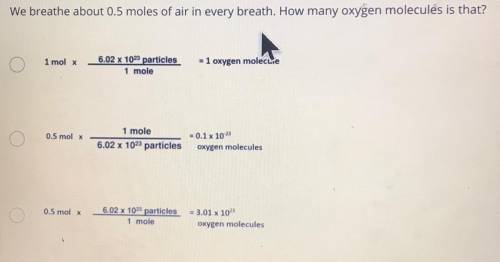 We breathe about 0.5 moles of air in every breath. How many oxygen molecules is that?