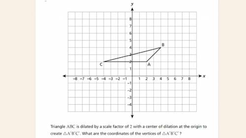 20 points Dilation and Transformation question, please help

A. (4,2), (8,6), (-8,2)B. (4,4), (6,6