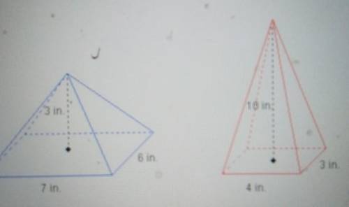 Which pyramid has a greater volume, and how much greater is its volume?

The volume of the pyramid