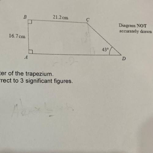 ABCD is a trapezium

Calculate the perimeter of the trapezium 
Give your answer correct to 3 signi