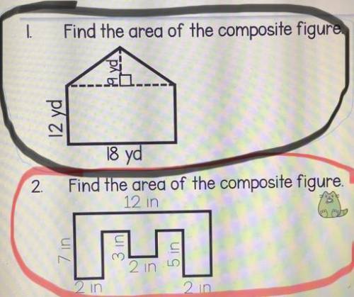 Find the area of the two composite figures.