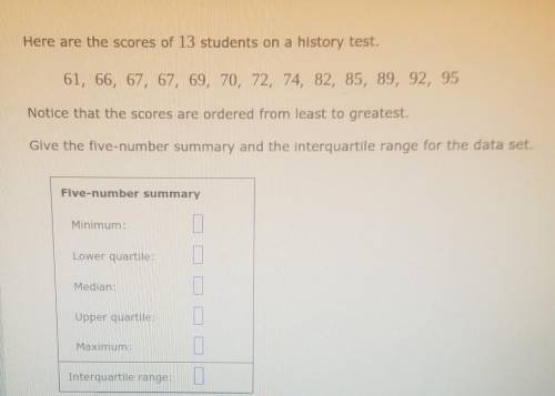 Here are the scores of 13 students on a history test*Check Photo*​