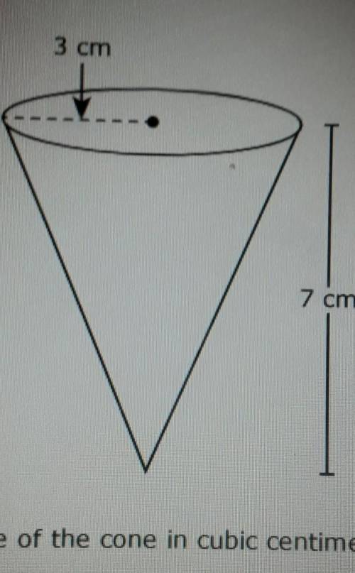 Which measurement is closest to the volume of the cone in cubic centimeters??​