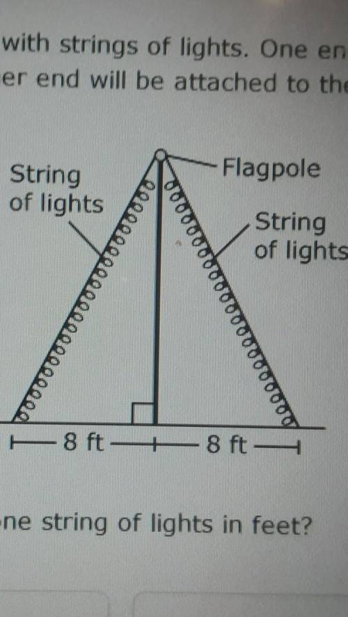 Which measurement is closest to the length of one string of lights in feet ??​