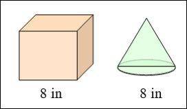 Which has more volume: an eight-inch cube or a cone with a diameter of eight inches and a height of