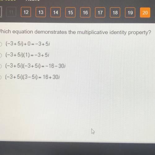 Which equation demonstrates the multiplicative identity property?
