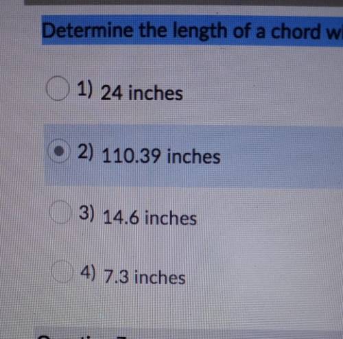 determine the length of a chord whose central angle is 75° in the circle with the radius of 12 inch