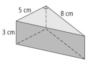 Find the volume of the right triangular prism.

A) 120 cubic centimeters
B) 90 cubic centimeters
C